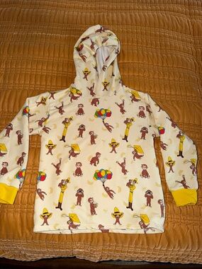 Curious Monkey Print Hooded Sweatshirt BAMBOO